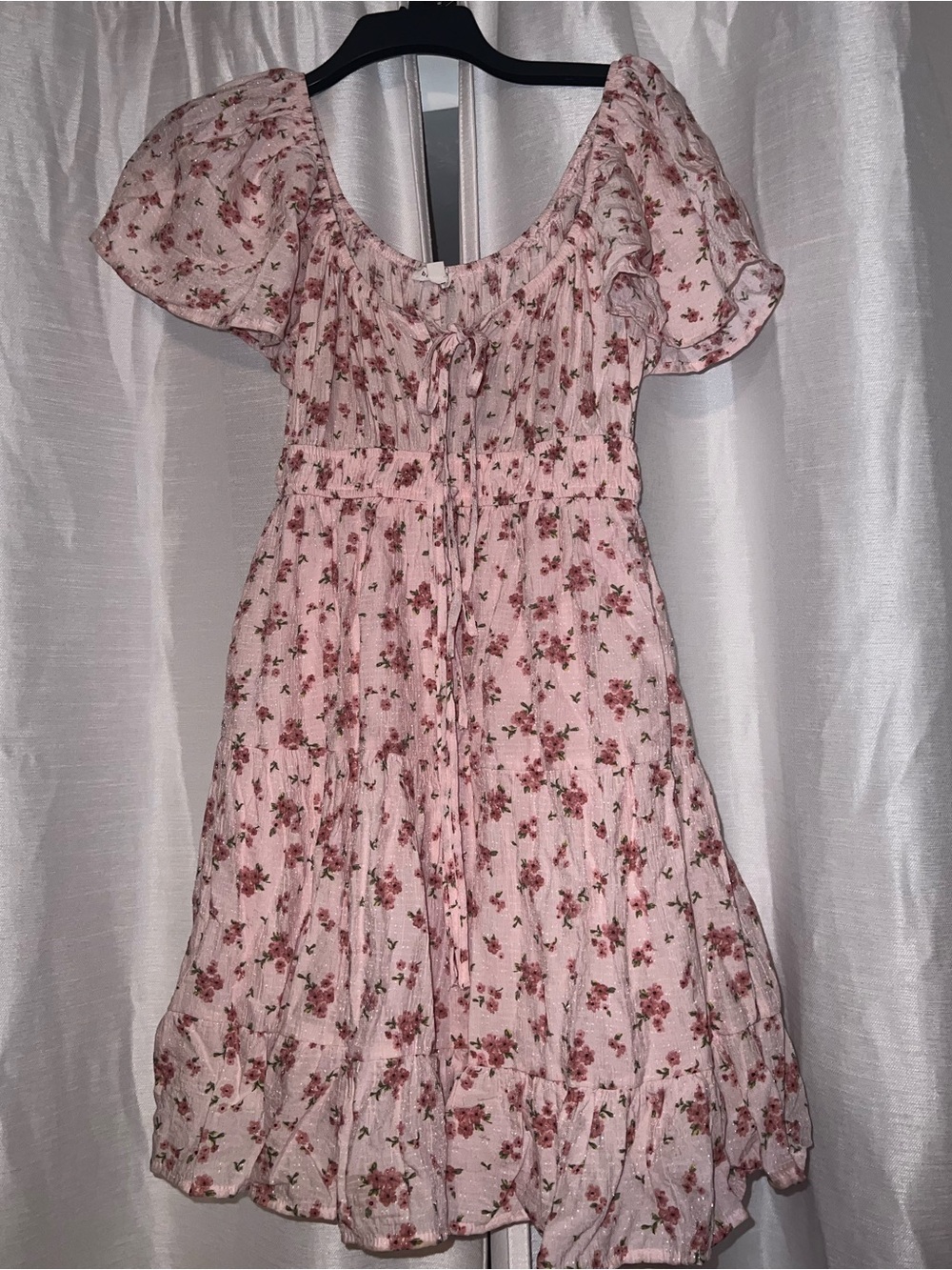 Blu Pepper Floral Pink Puff-Sleeve Women’s Dress Sz S